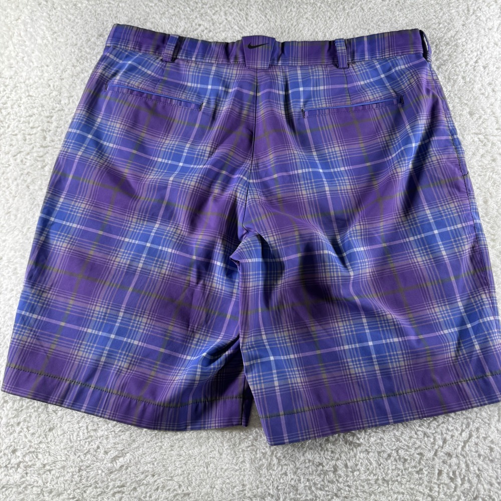 Nike Dri-Fit Golf Tour Performance Dri Fit Purple Blue Plaid Shorts Mens 36x10" - Picture 7 of 8